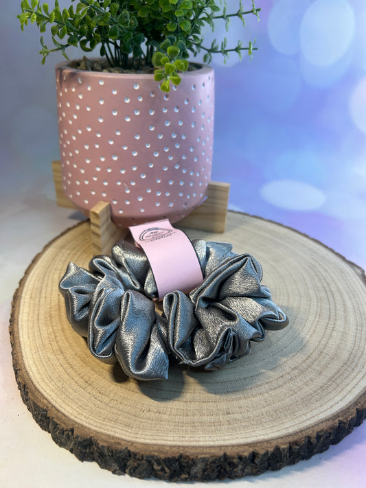 Luxury Stone Silver Satin Scrunchie