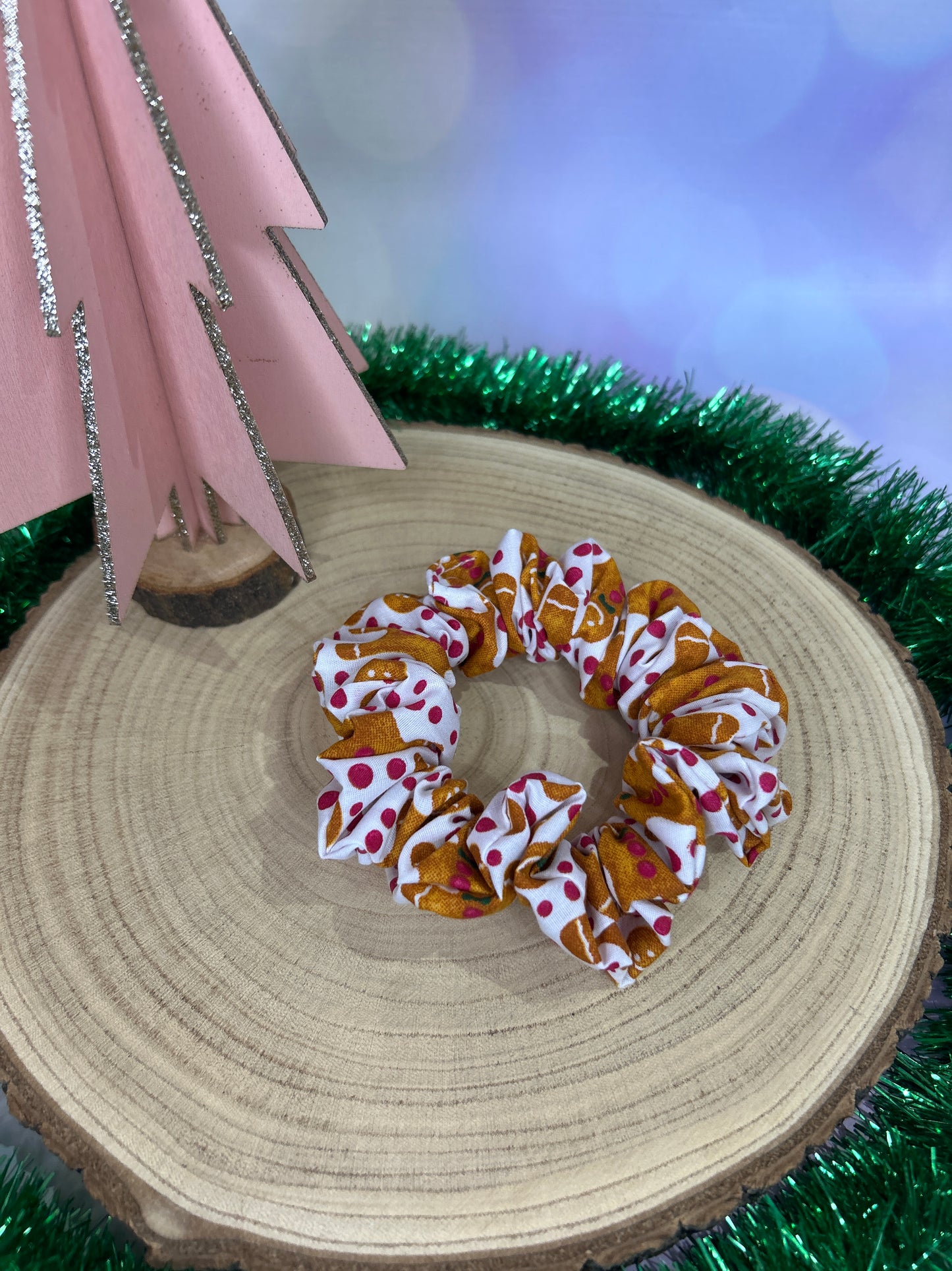 Polka Dot Gingerbread Hair Scrunchie