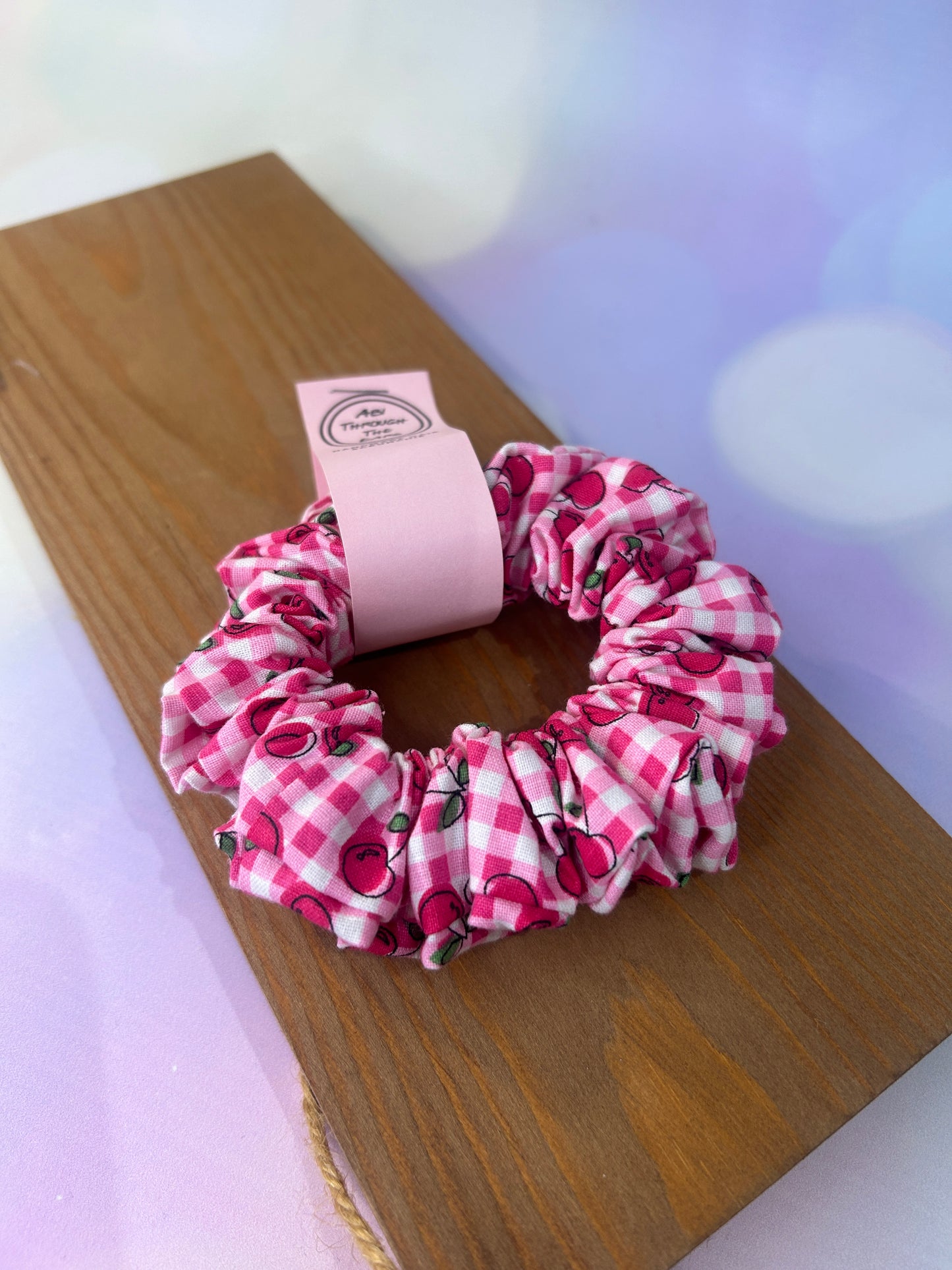 Gingham Cherries  Hair Scrunchie - Limited Edition