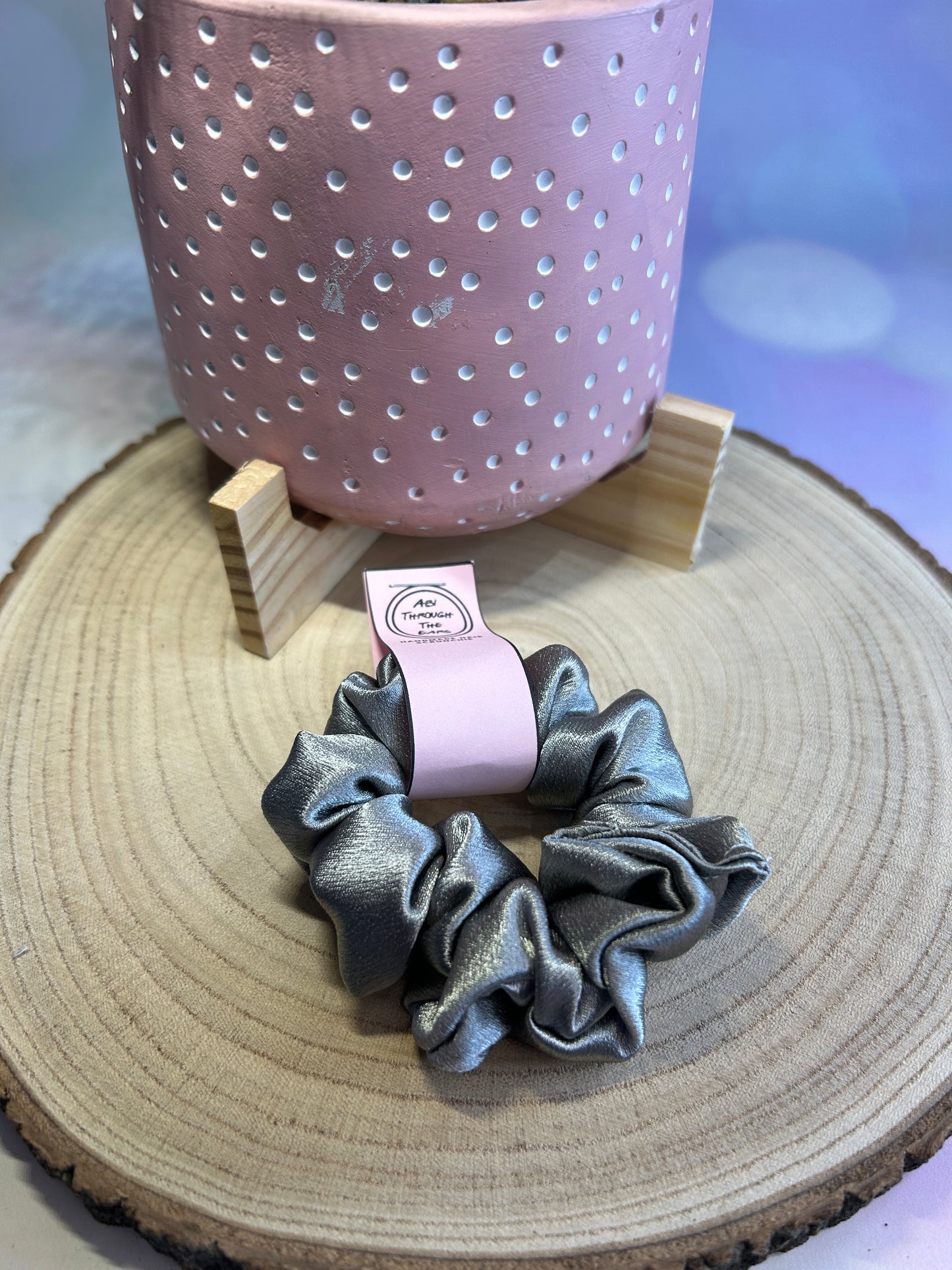 Stone Silver Satin MINI Scrunchie