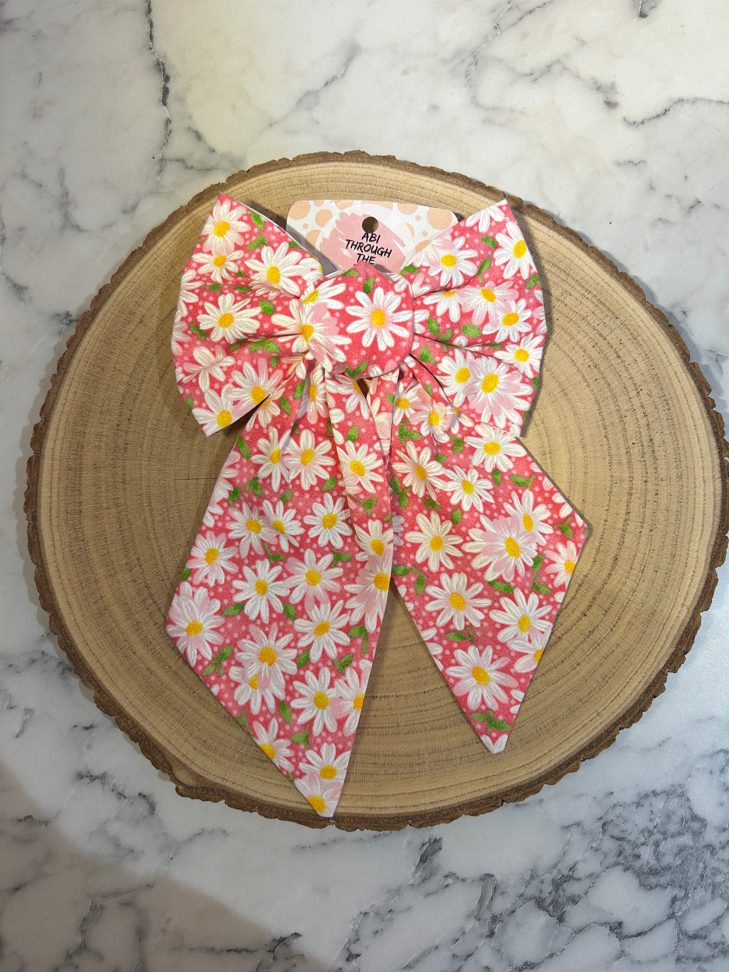 Pink Daisy Midi Hair Bow