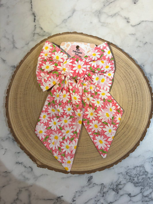 Pink Daisy Midi Hair Bow
