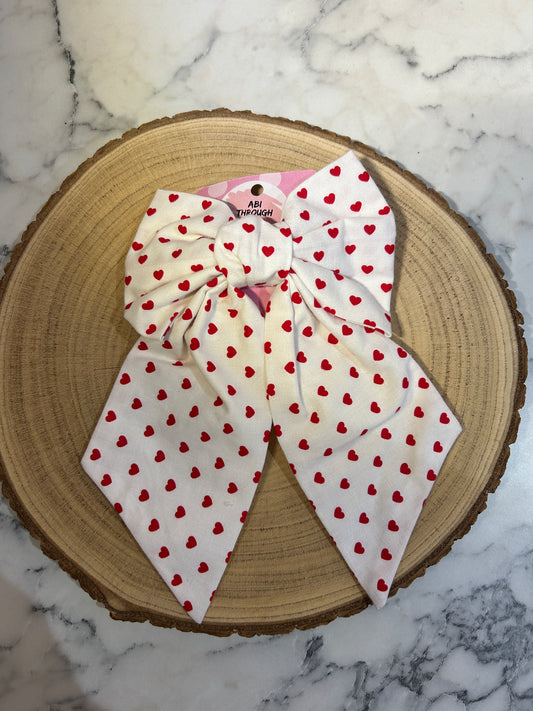 Small Dainty Hearts Midi Hair Bow