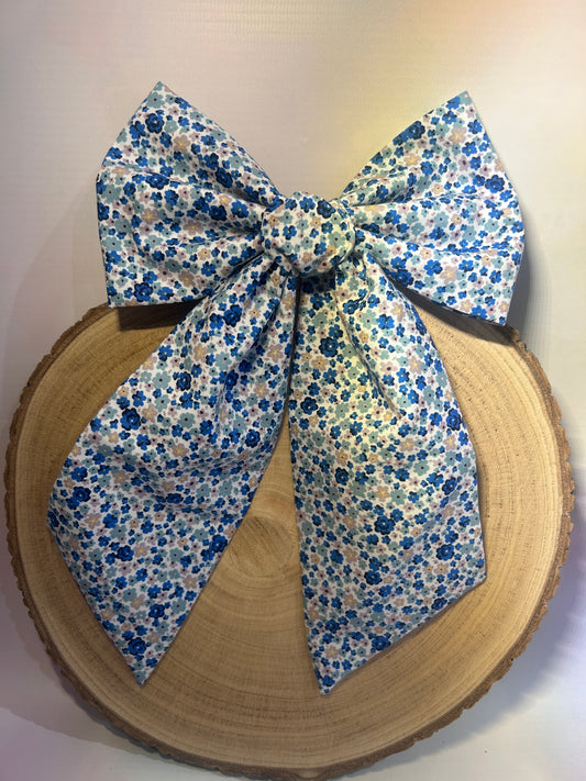 Large Luxury Ditsy Blue Floral Hair Bow