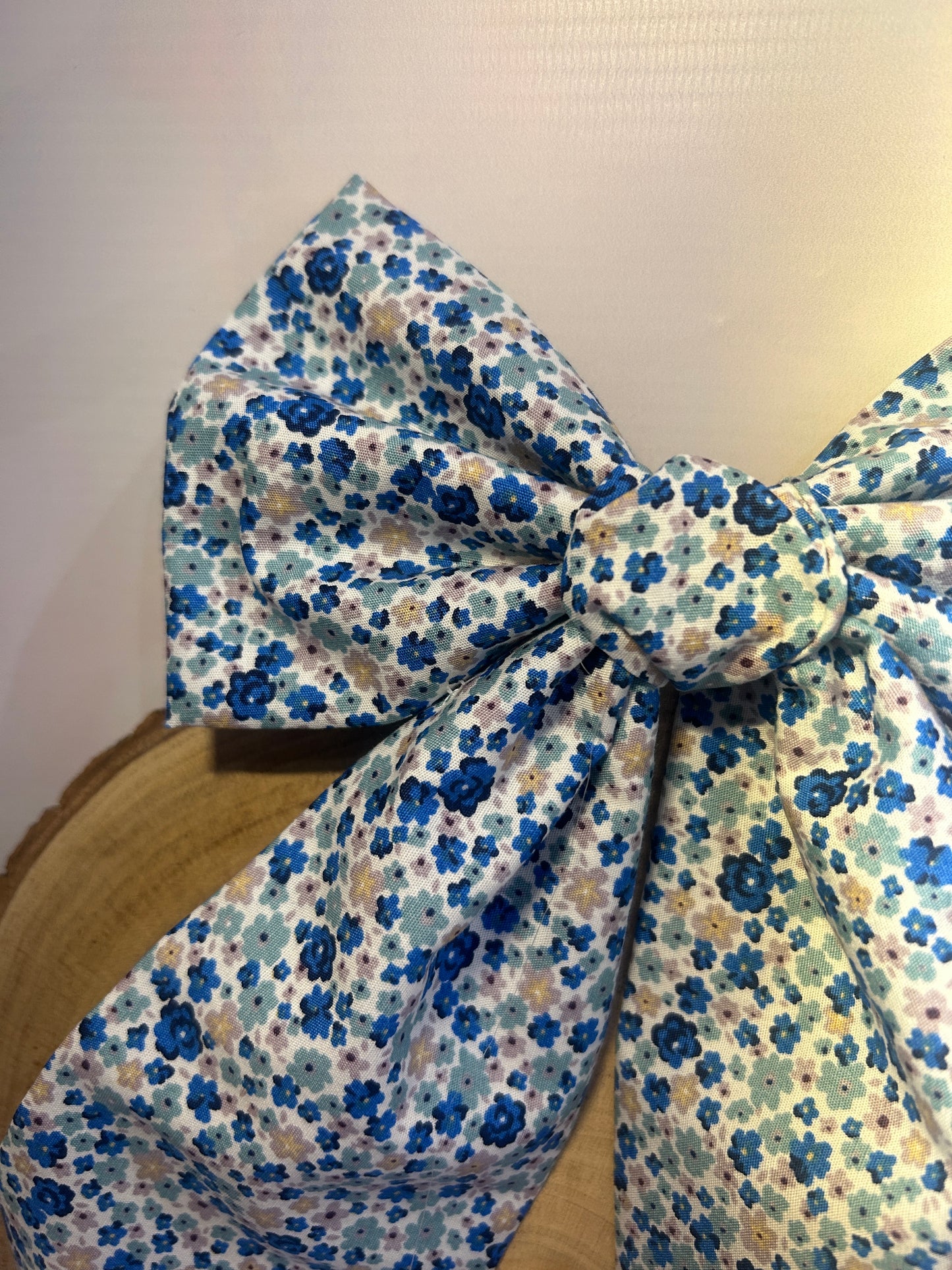 Large Luxury Ditsy Blue Floral Hair Bow
