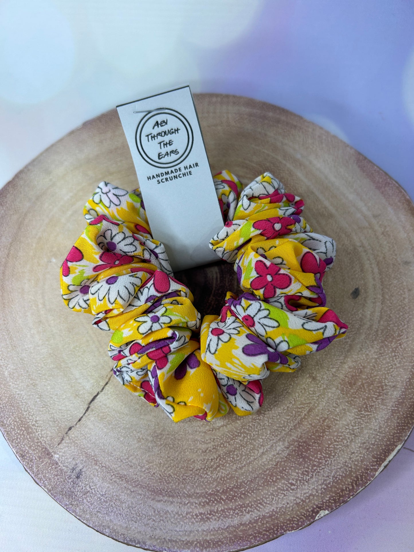 Bold Yellow Floral Crepe Scrunchie