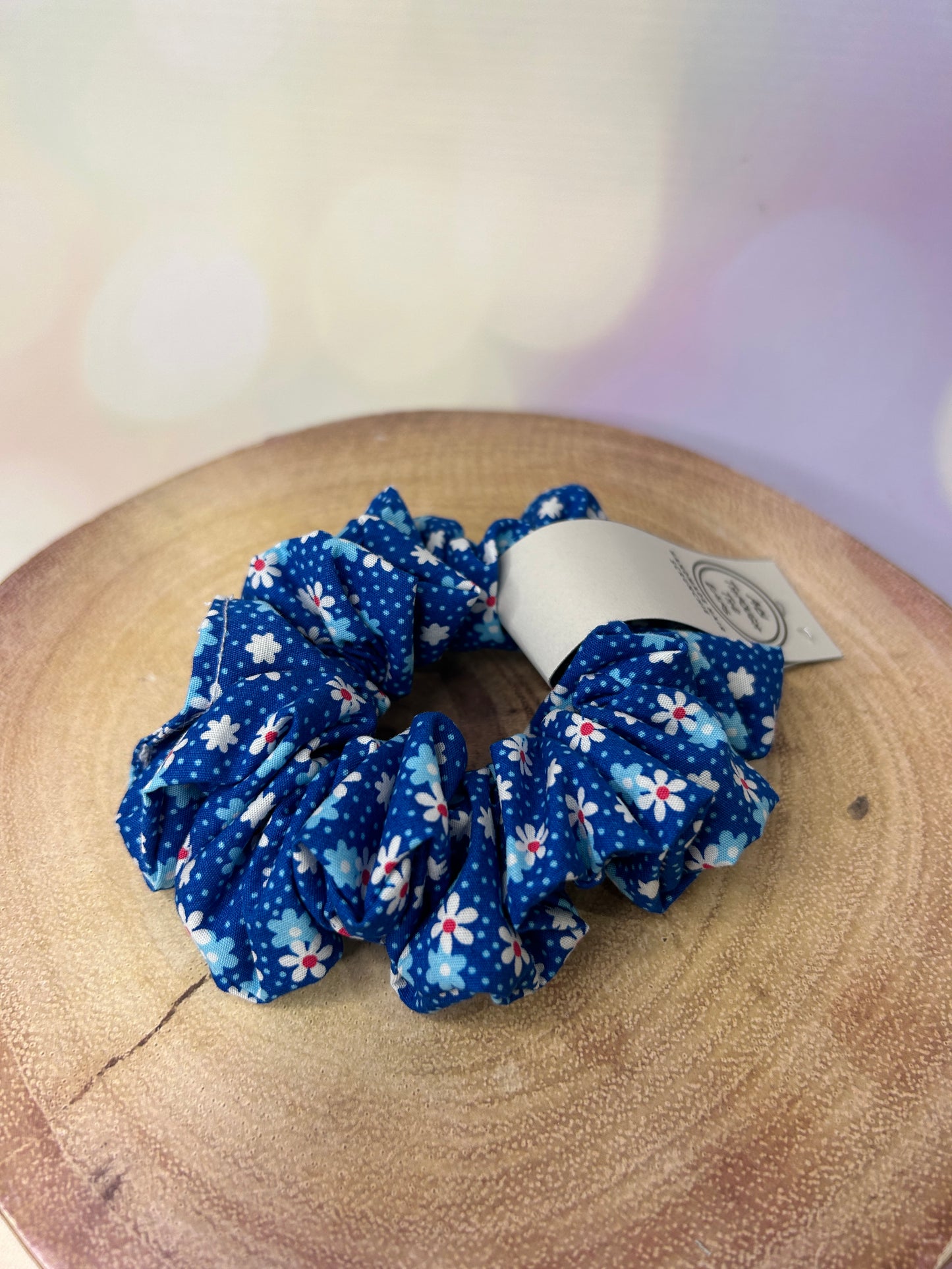 Bold Blue Mini Floral Scrunchie