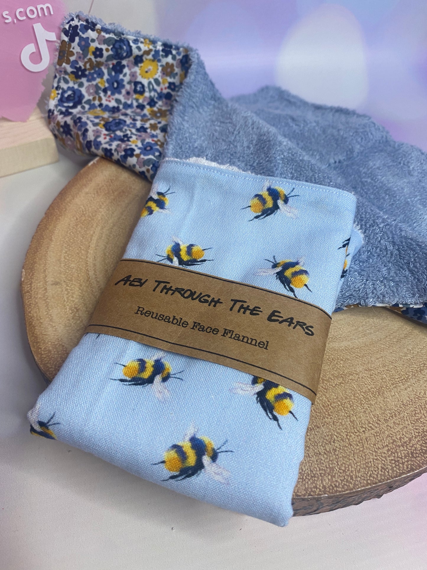 Blue Bumble Bee Reusable Face Cloth