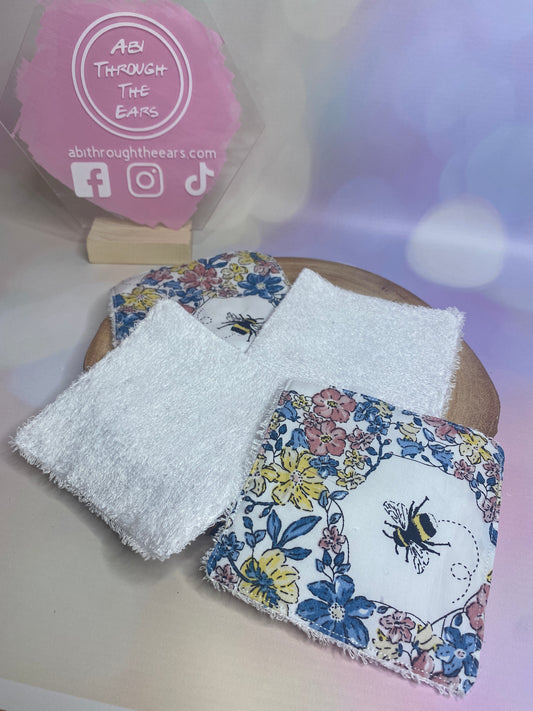 Floral Bumble Bee Reusable Face Wipes Pack