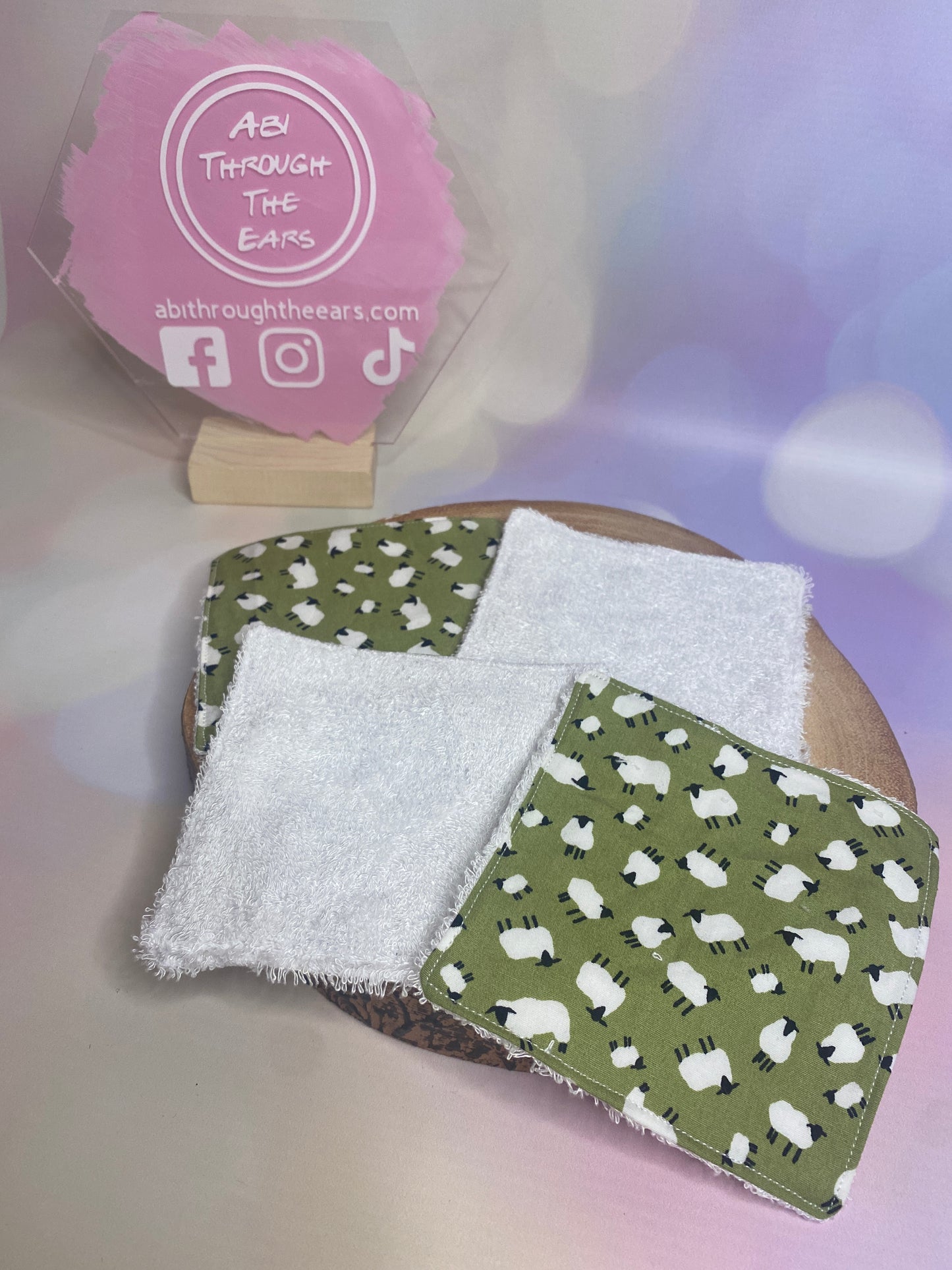 Green Sheep Reusable Face Wipes Pack
