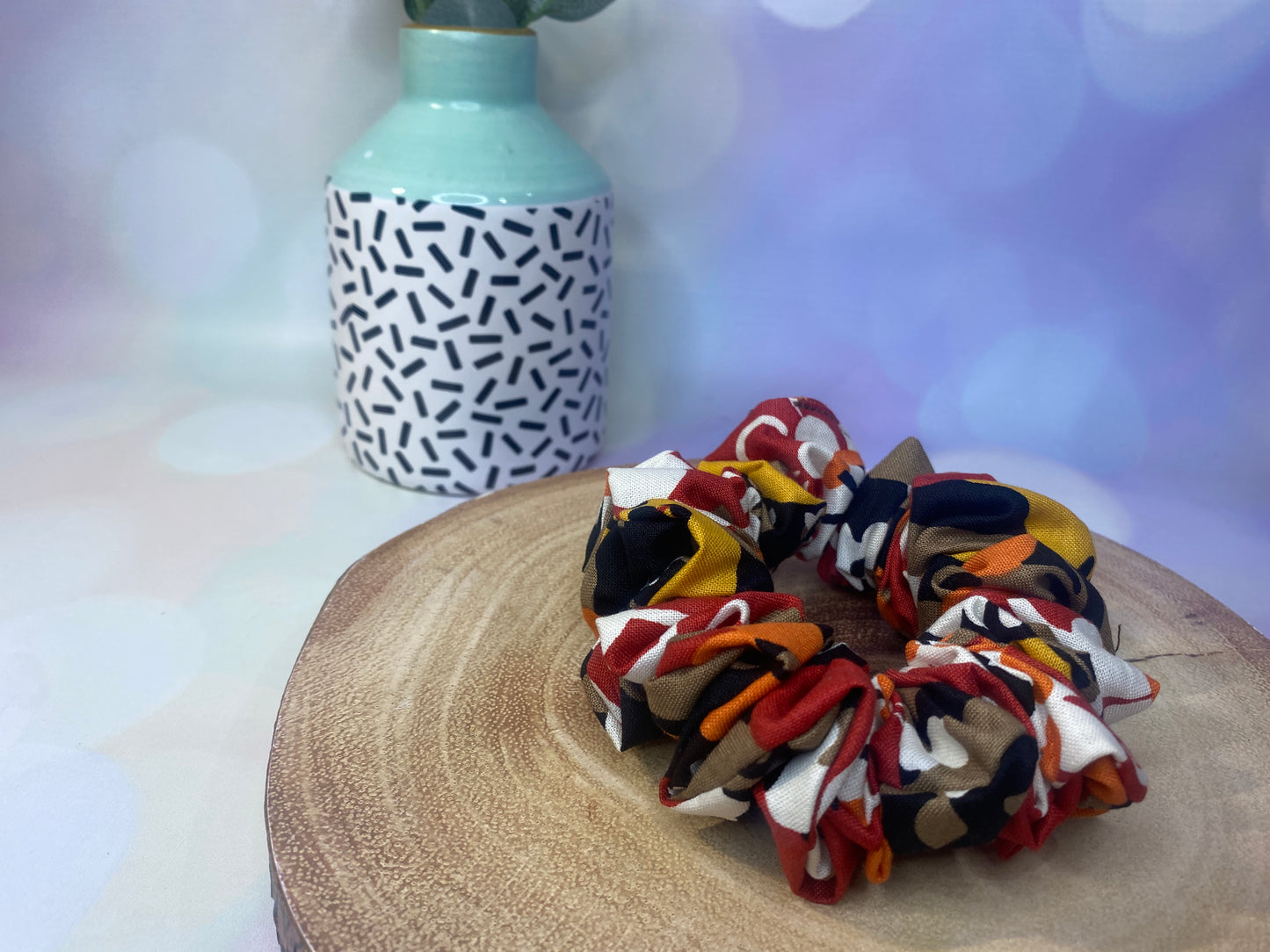 Bold Red Patterned Scrunchie