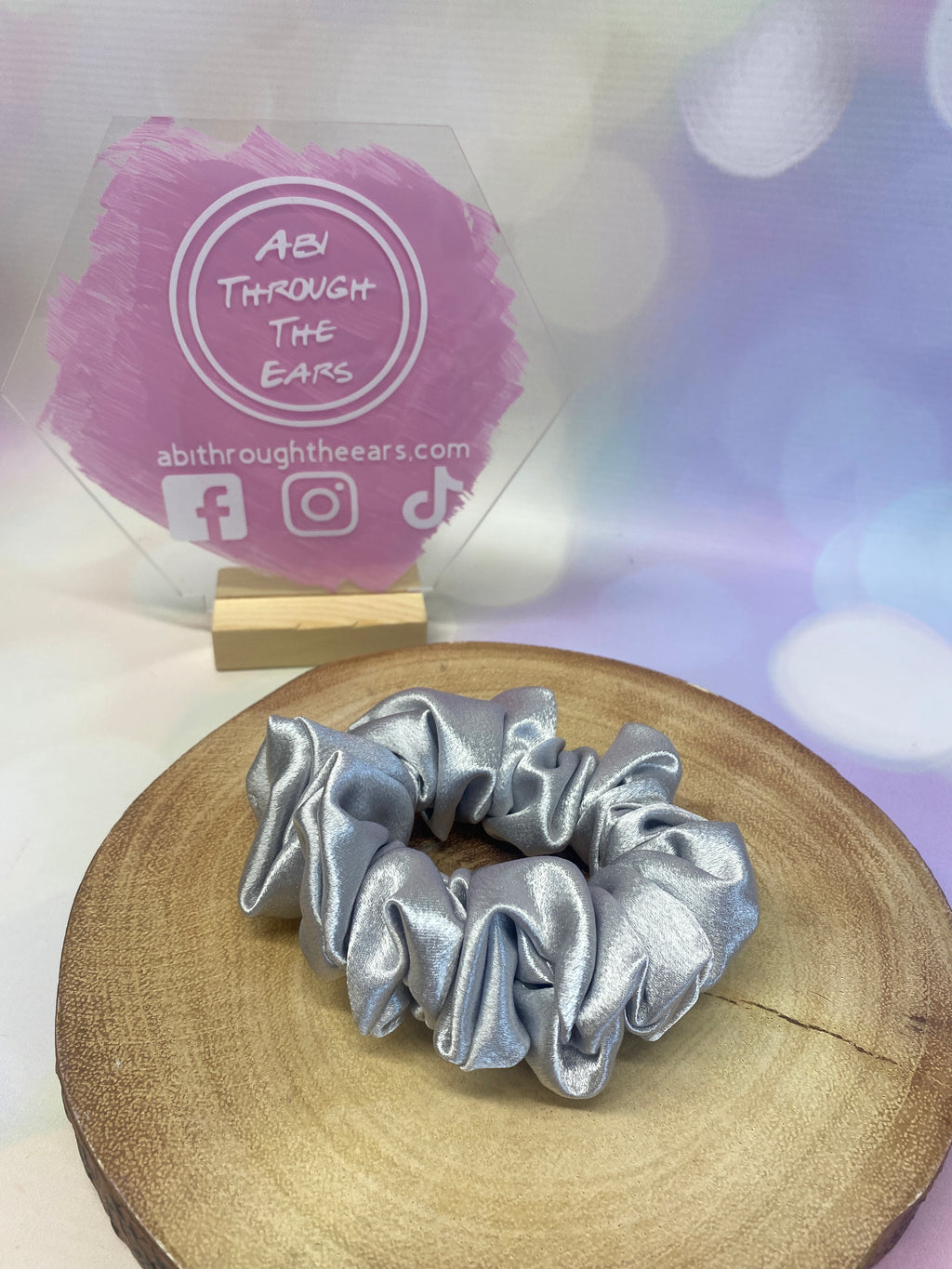 Luxury Silver Satin Scrunchie
