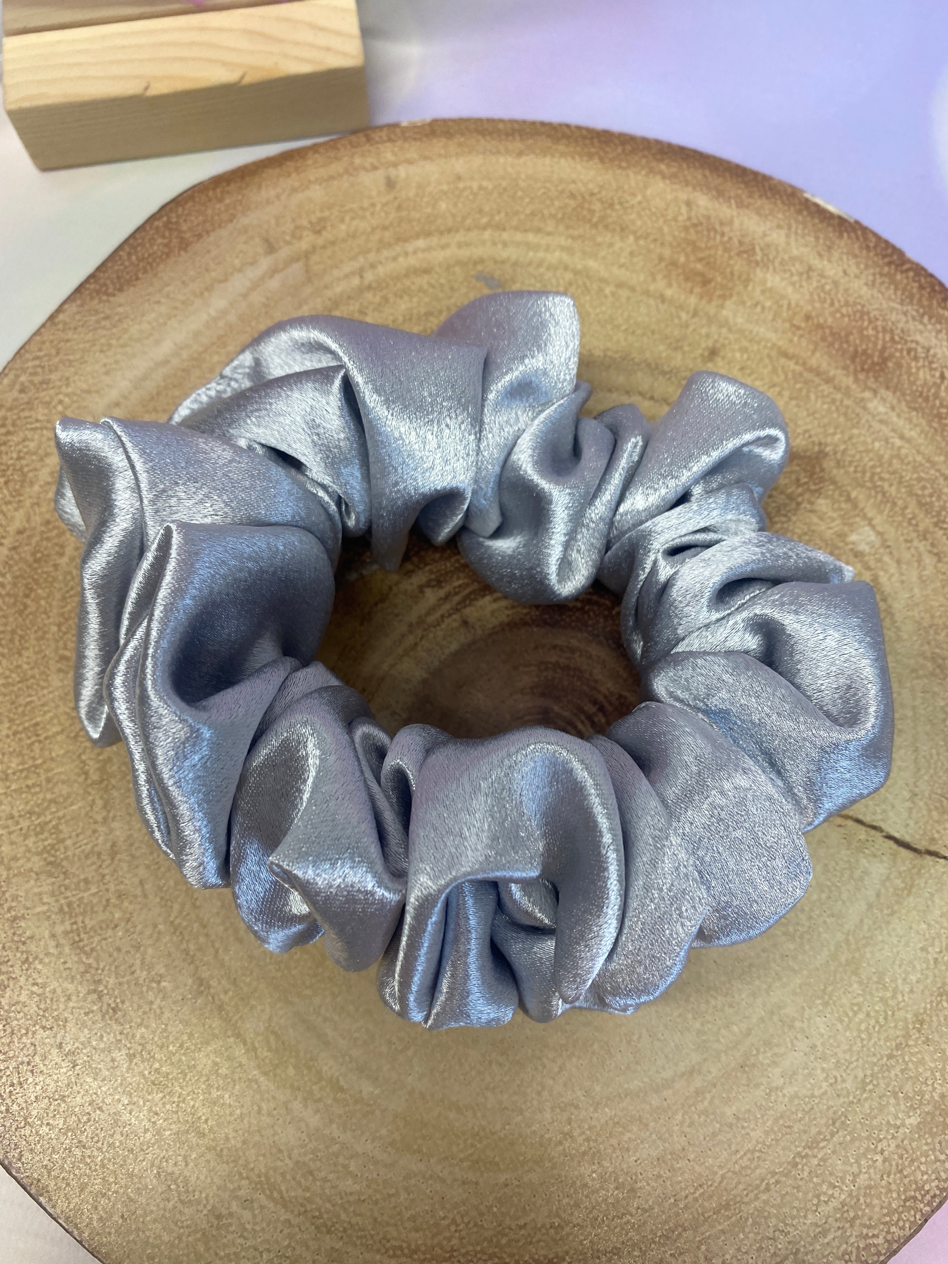 Luxury Silver Satin Scrunchie