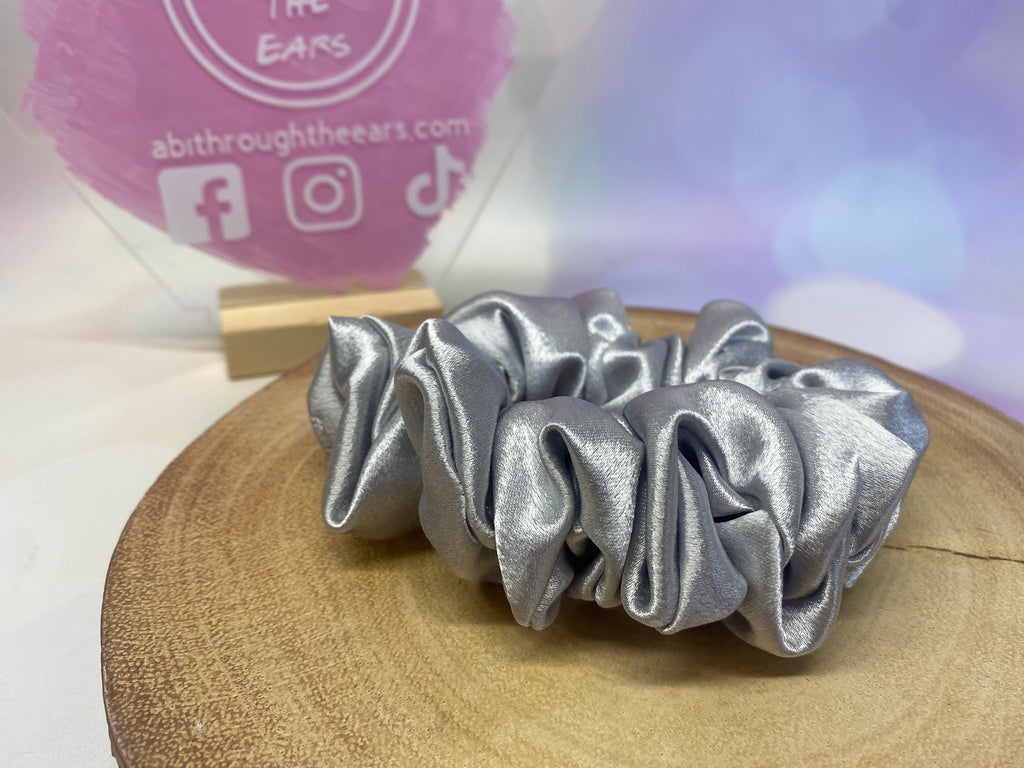 Luxury Silver Satin Scrunchie