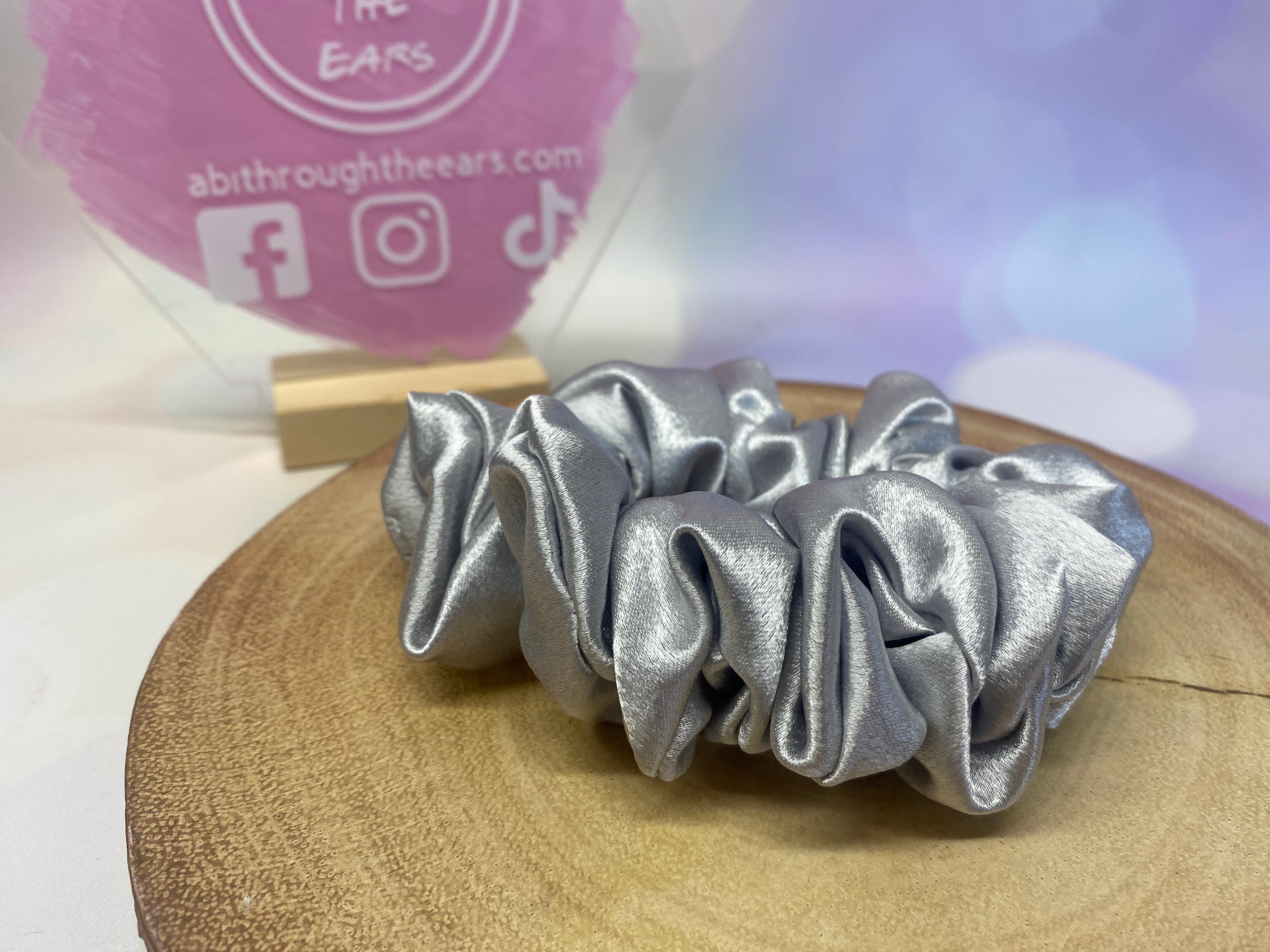 Luxury Silver Satin Scrunchie