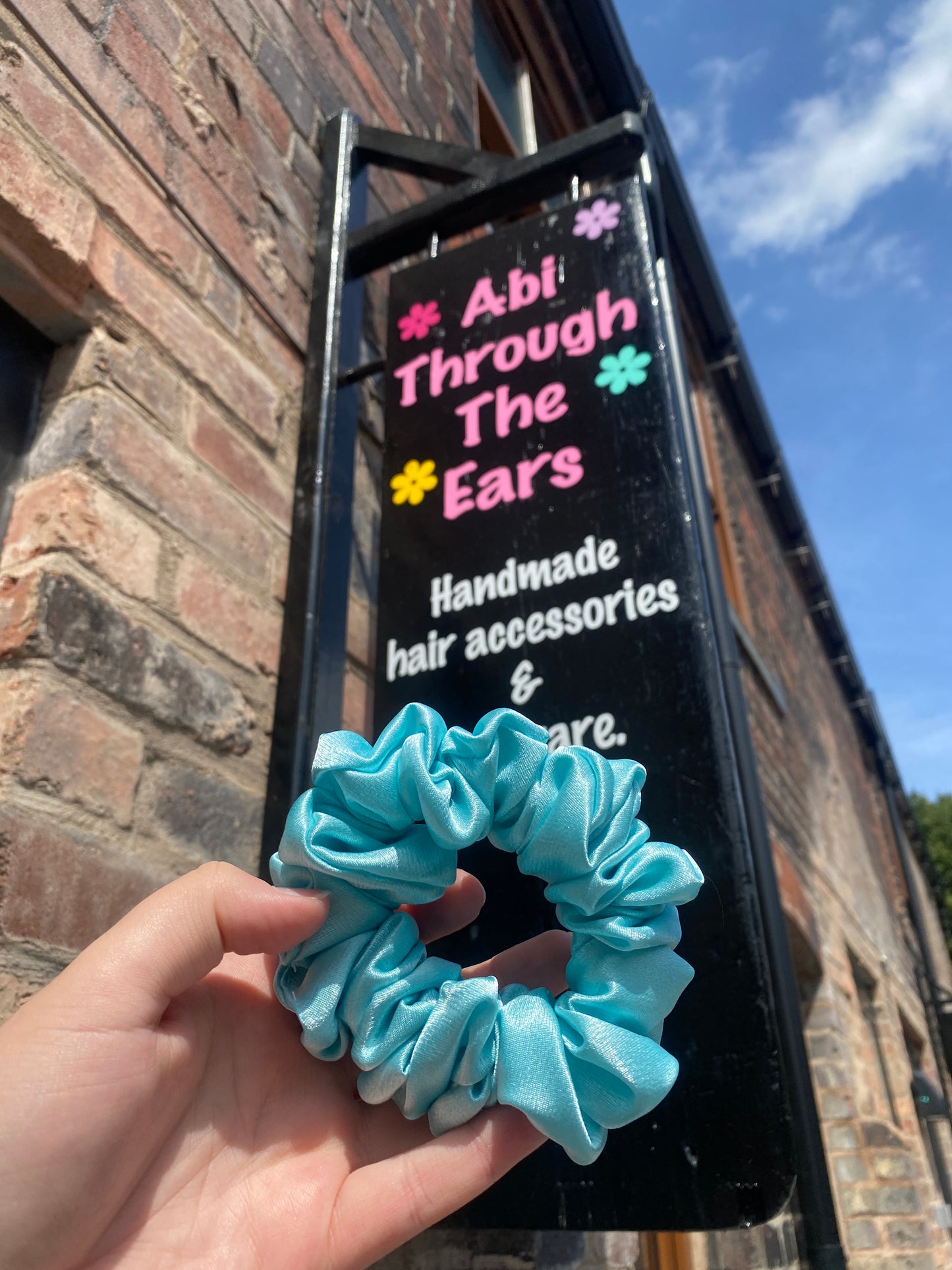 Luxury Blue Satin Scrunchie