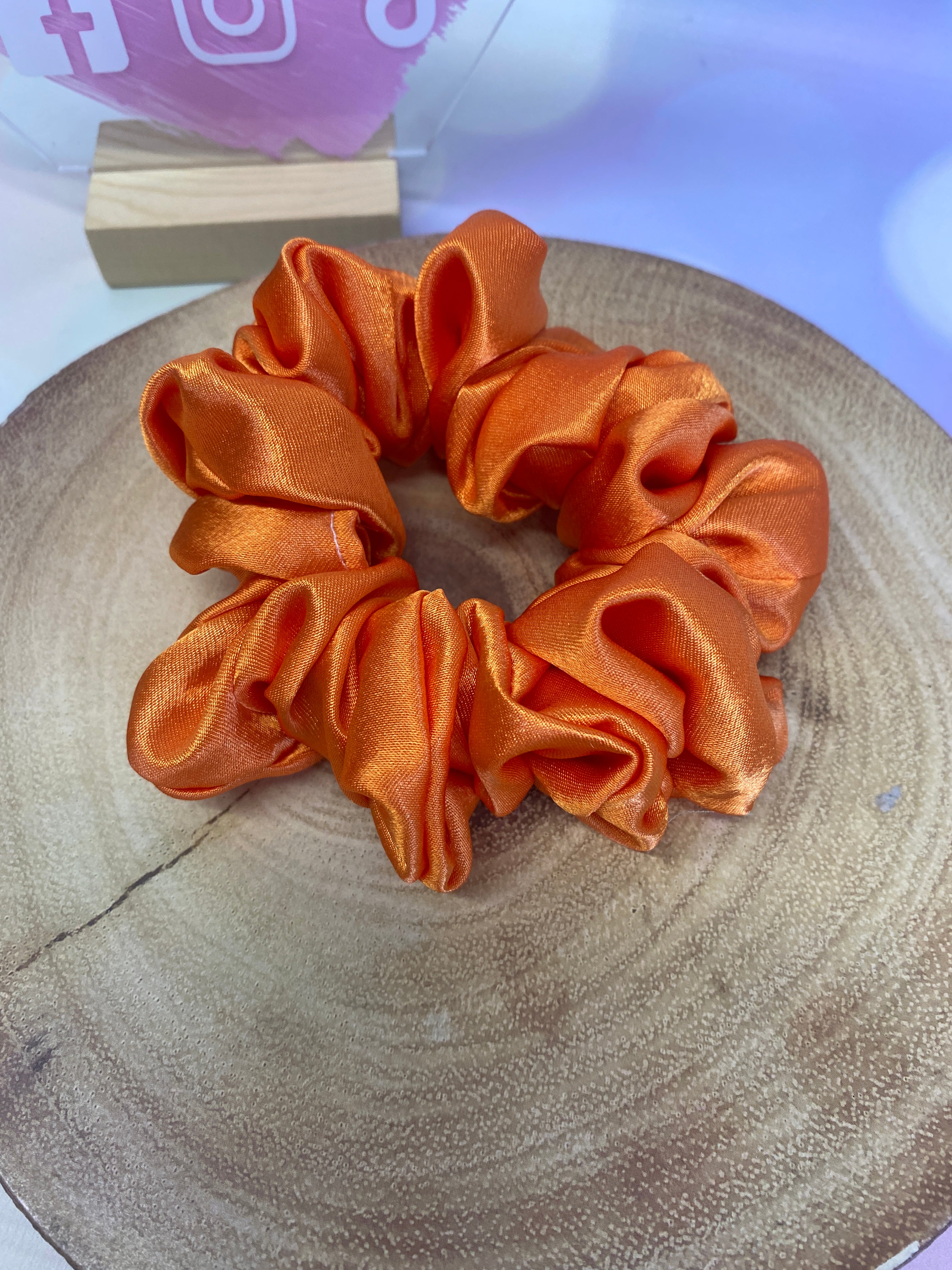 Luxury Orange Satin Scrunchie