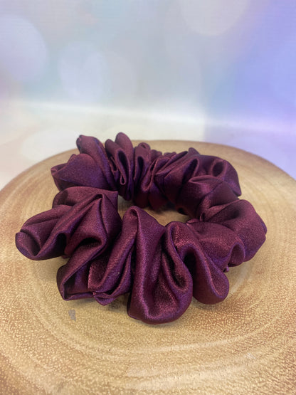 Aubergine Satin Scrunchie (Dark Purple)