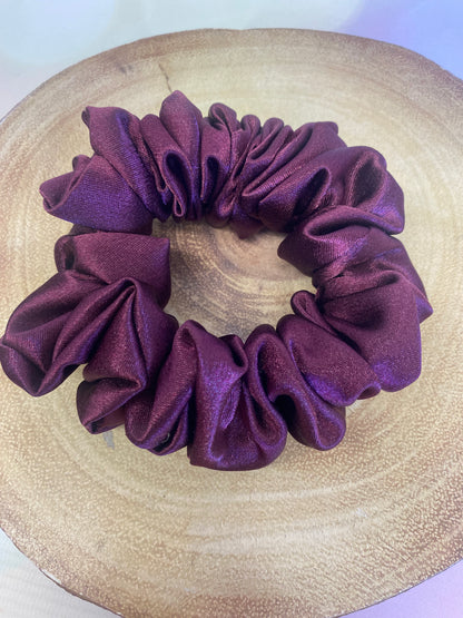 Aubergine Satin Scrunchie (Dark Purple)