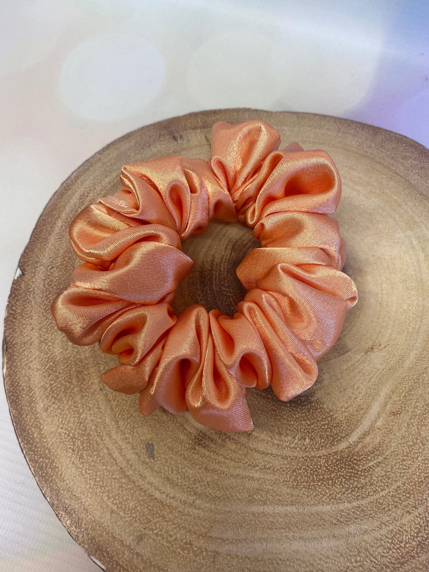 Luxury Peach Satin Scrunchie