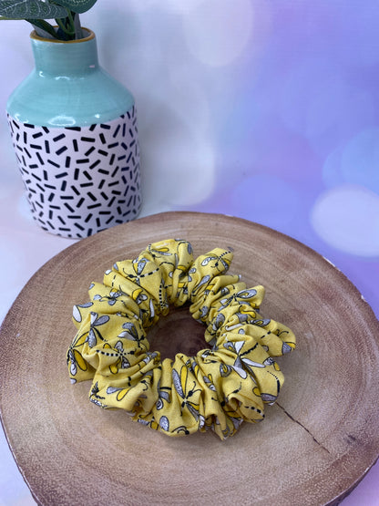 Yellow Glitter Dragonfly Scrunchie