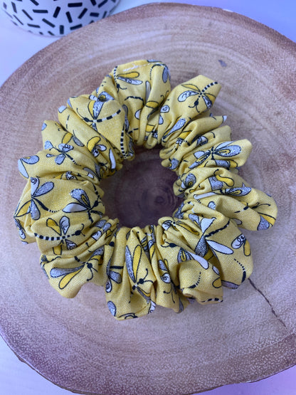 Yellow Glitter Dragonfly Scrunchie